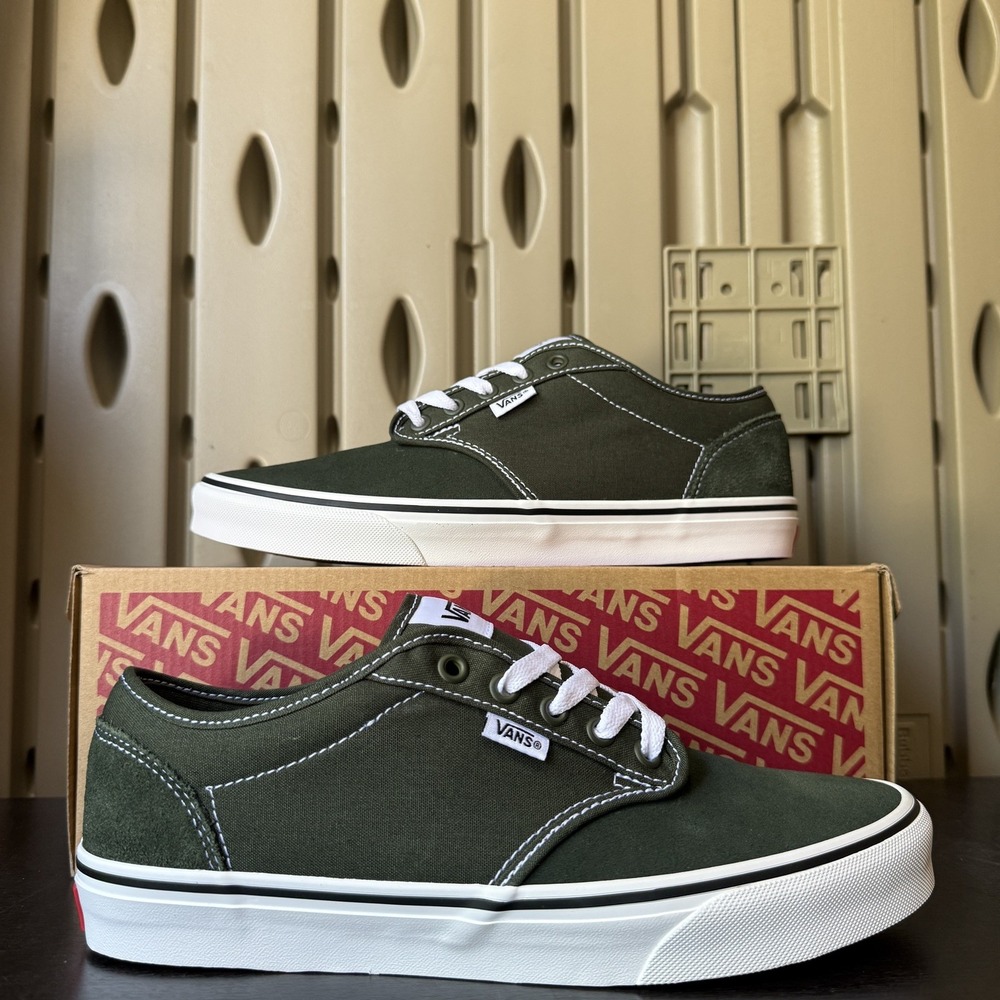 Vans Atwood Mens Dried Kelp Green Suede Canvas Skate Shoes VN000CX8EMU Size 9.5